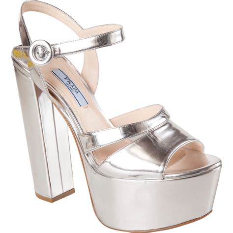 prada high heels platform|Prada silver platform heels.